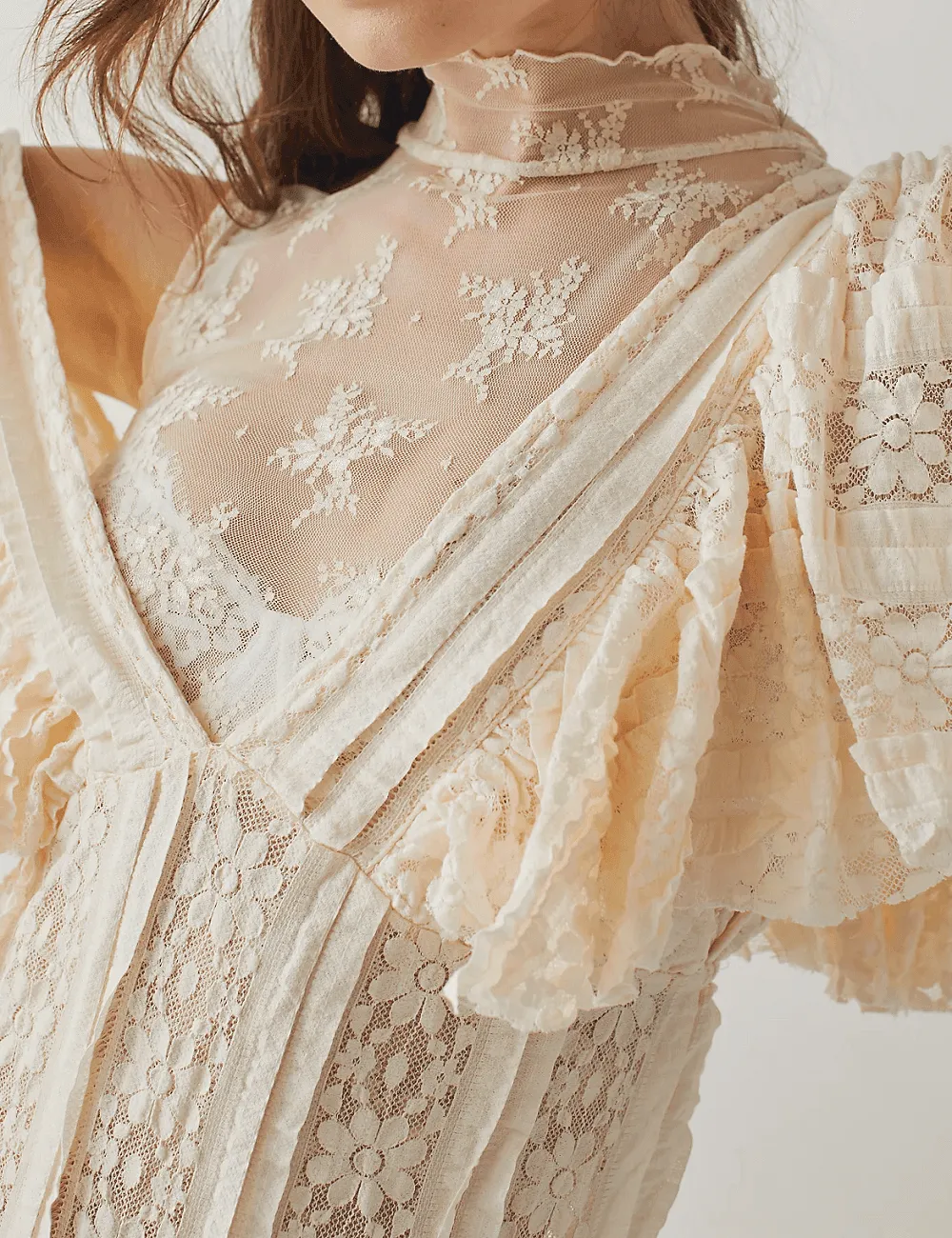 Ladies Lux Floral See Through Lace Sleeveless Blouse SKT274