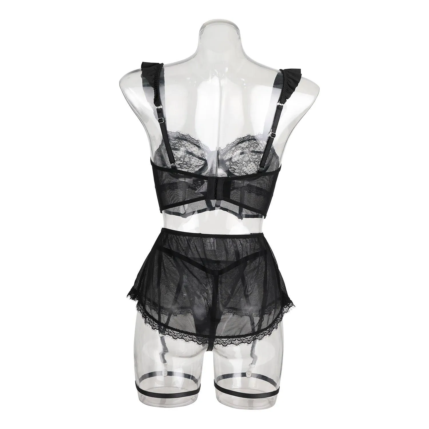 Ladies See Through Floral Lace 3PCS Lingerie Set SKLG4026