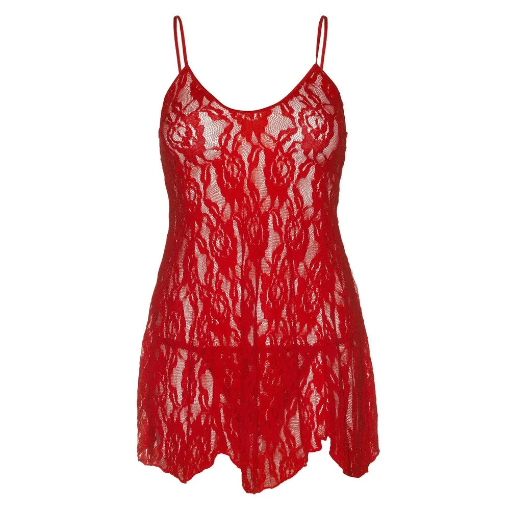 Leg Avenue Rose Lace Flair Chemise Red Plus Size 14 To 18