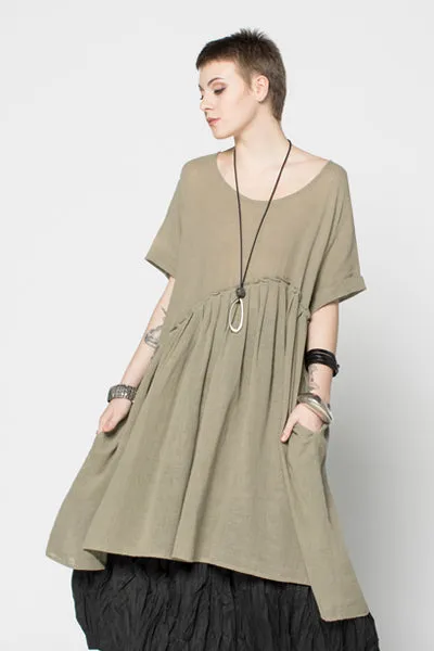 Megumi Dress in Sage Lino
