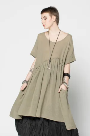 Megumi Dress in Sage Lino
