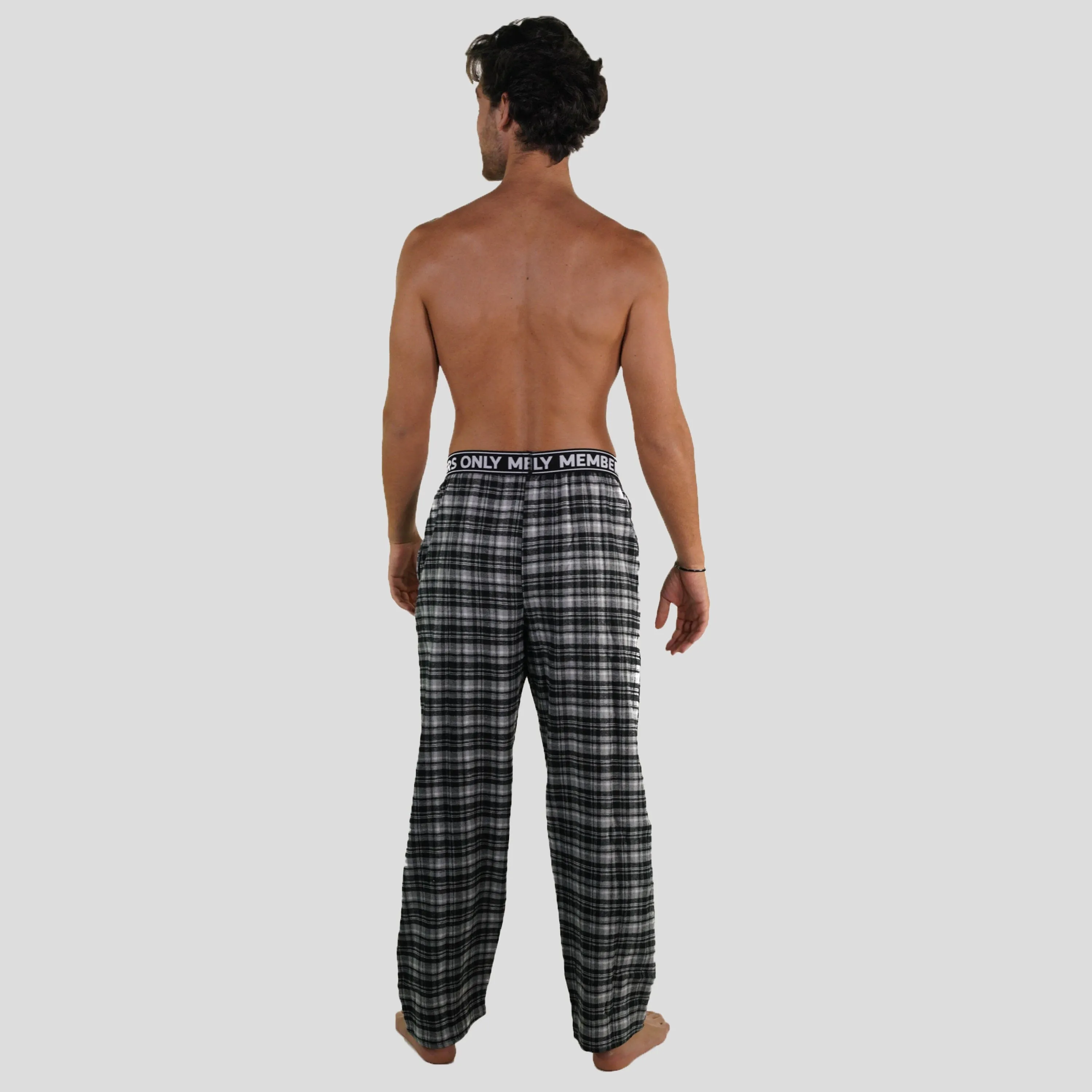 Members Only Men's Flannel Sleep Pants Logo Elastic - Grey