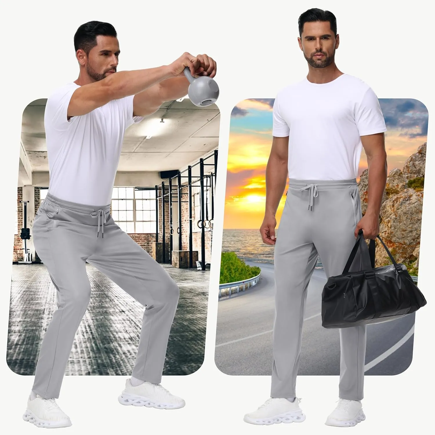 Men's 30" 34" 36" Tall Sweatpants - Lightweight Athletic Workout Running Traning Track Joggers Pants with Zipper Pocket