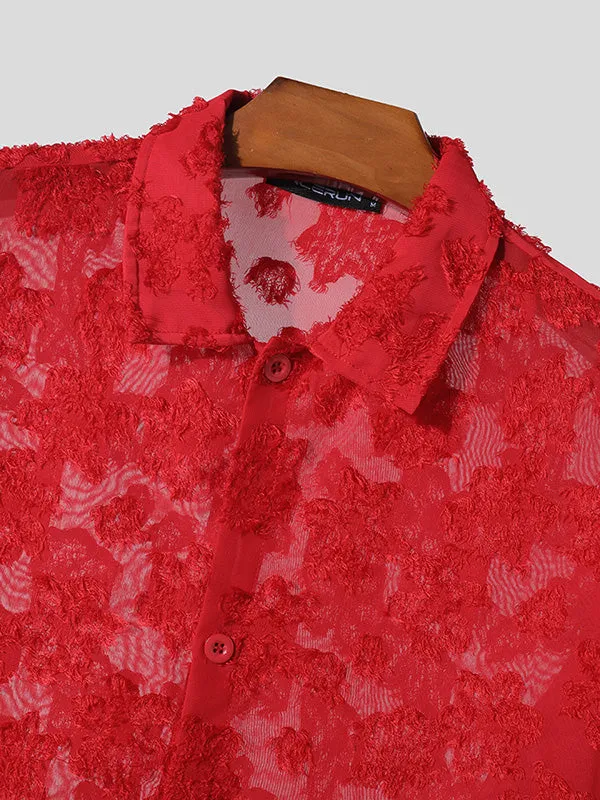 Mens Fringe Jacquard See Through Lapel Shirt SKUK43619
