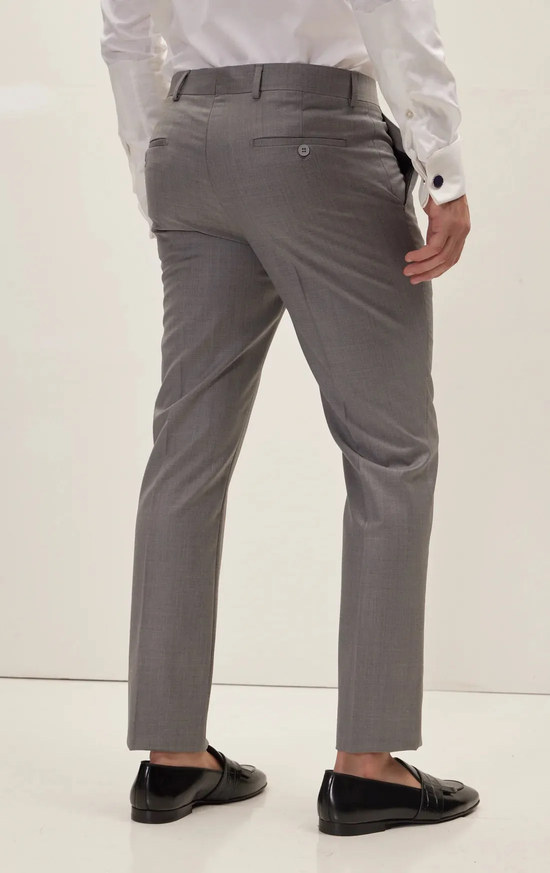 Merino Wool & Silk Single Breasted Suit - Grey