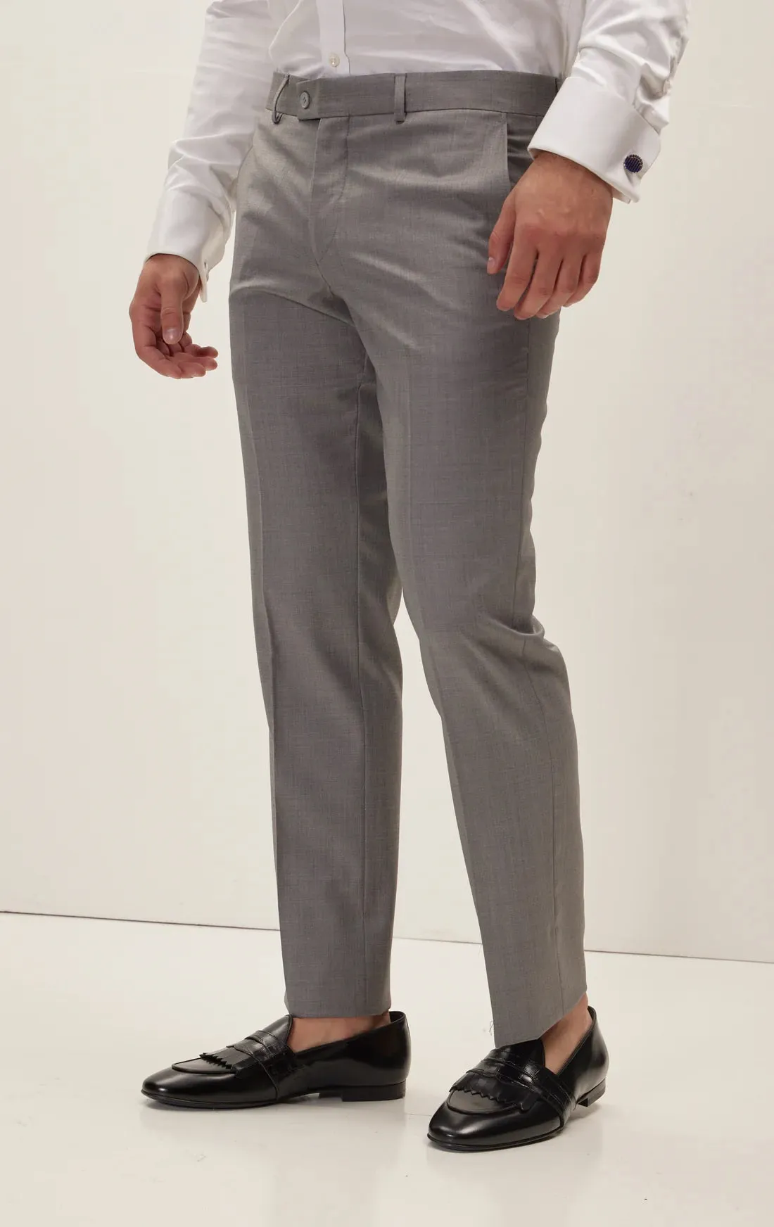 Merino Wool & Silk Single Breasted Suit - Grey