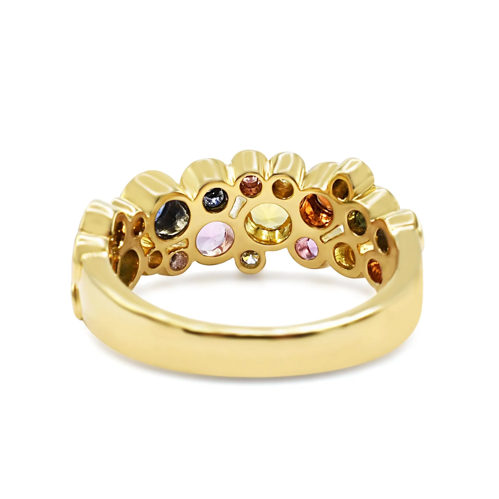 Multi Couloured Sapphire & Diamond Dress Ring - 18ct Yellow Gold