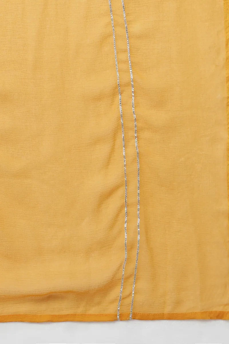 Mustard Poly Silk Flared Suit Set