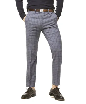 Navy and Grey Tropical Wool Plaid Sutton Suit Trouser