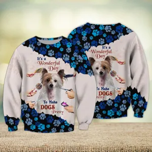 New Version Paw Pet Groomer Uniform Blue Salon Pet Groomer Personalized Name 3D Sweatshirt