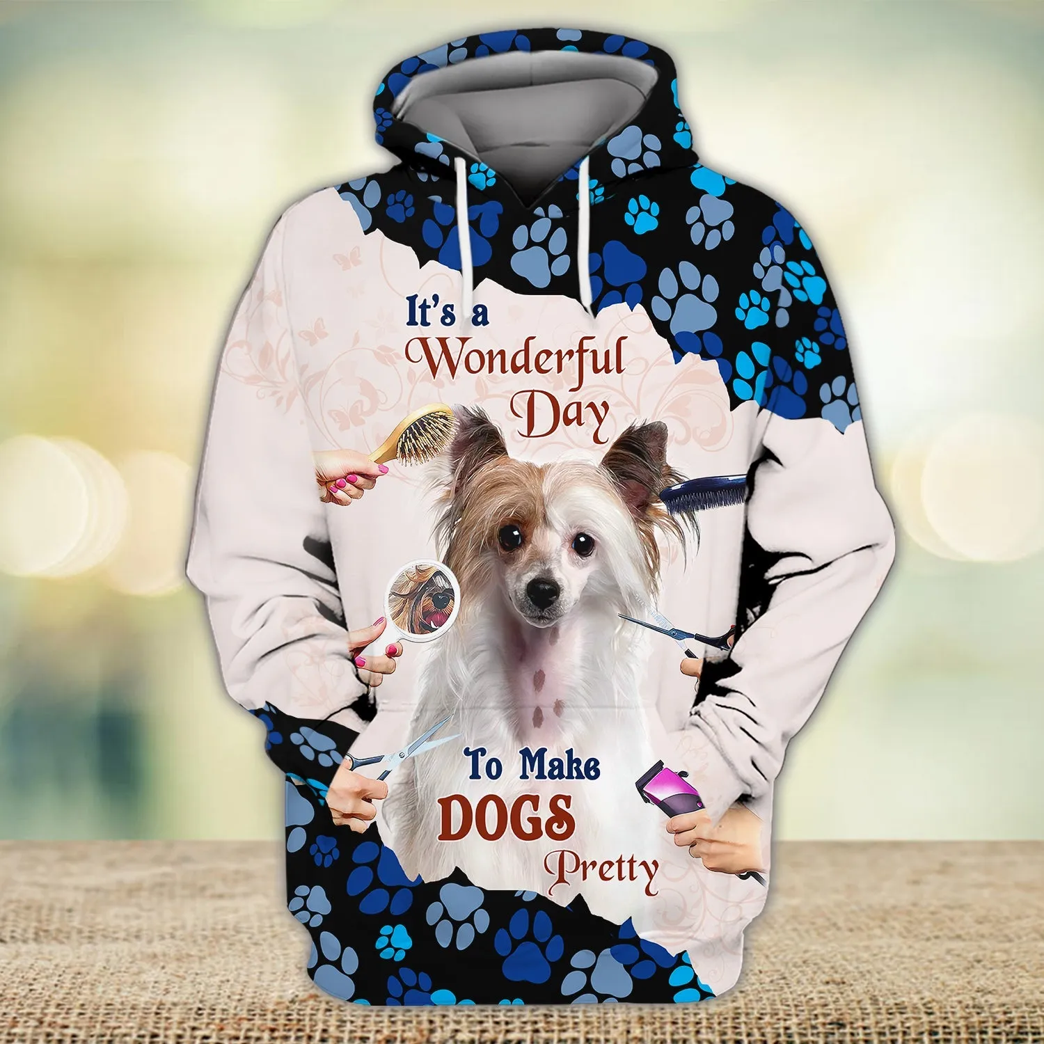 New Version Paw Pet Groomer Uniform Blue Salon Pet Groomer Personalized Name 3D Sweatshirt