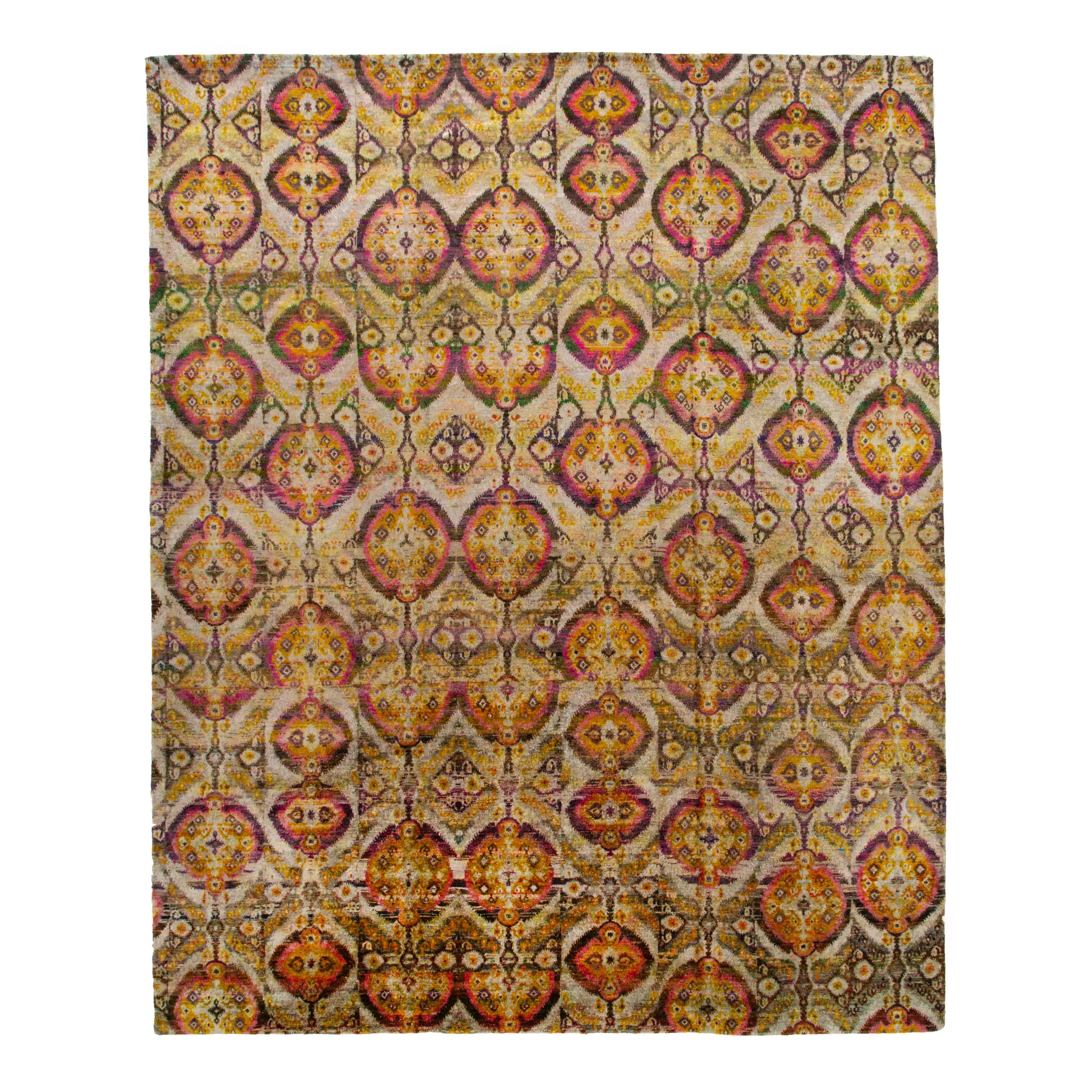 Orange Alchemy & Gold Transitional Wool Silk Blend Rug - 12'11" x 15'11"