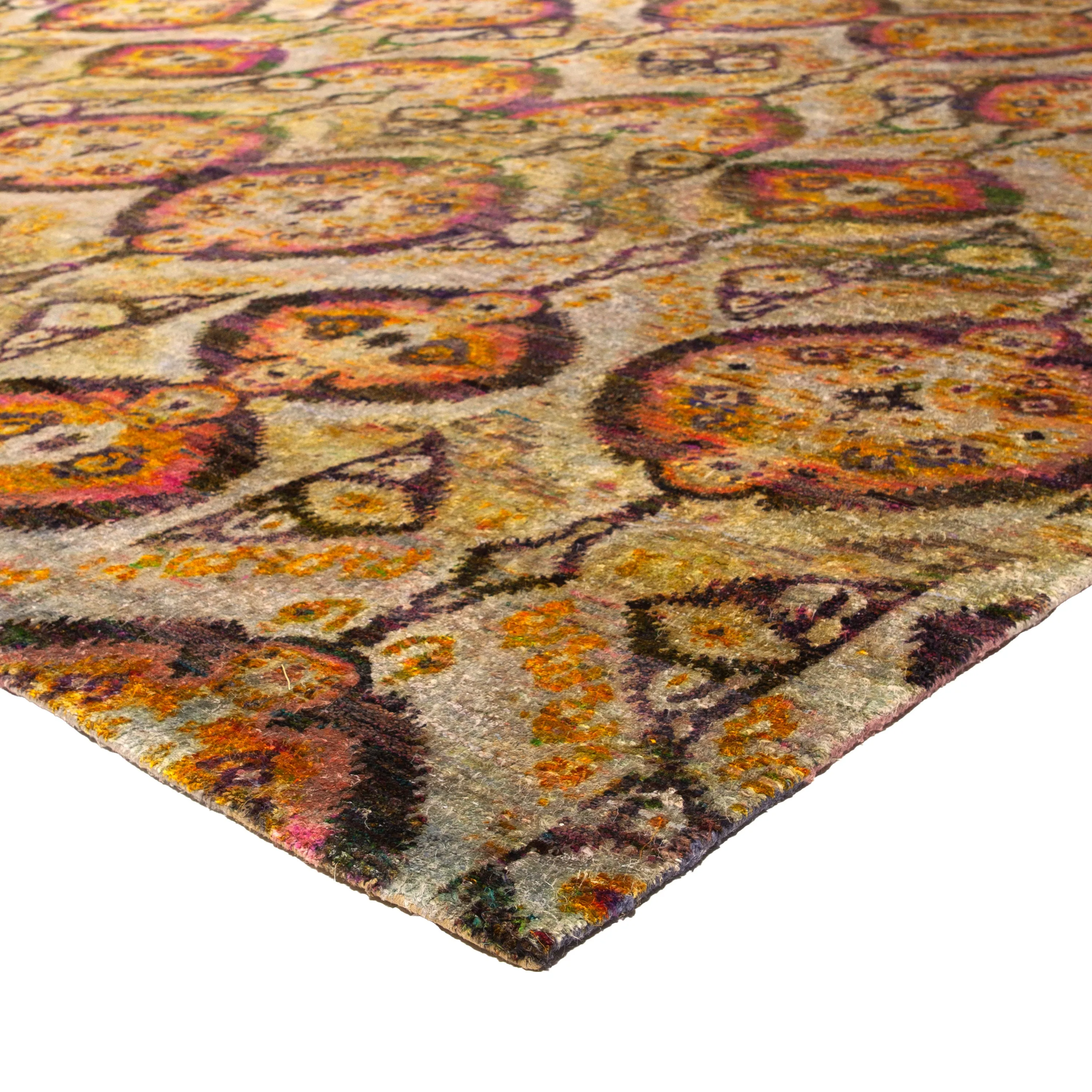 Orange Alchemy & Gold Transitional Wool Silk Blend Rug - 12'11" x 15'11"