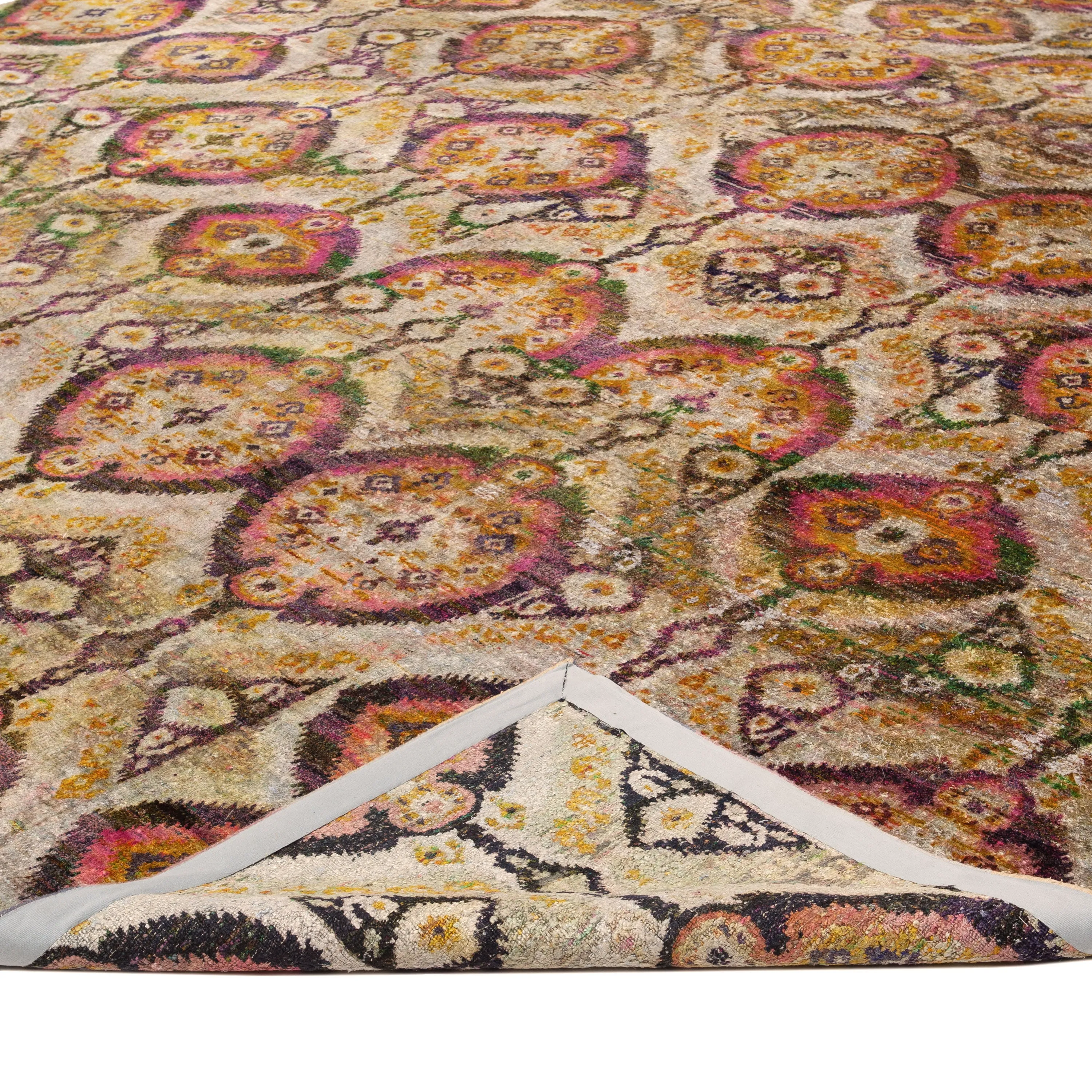 Orange Alchemy & Gold Transitional Wool Silk Blend Rug - 12'11" x 15'11"