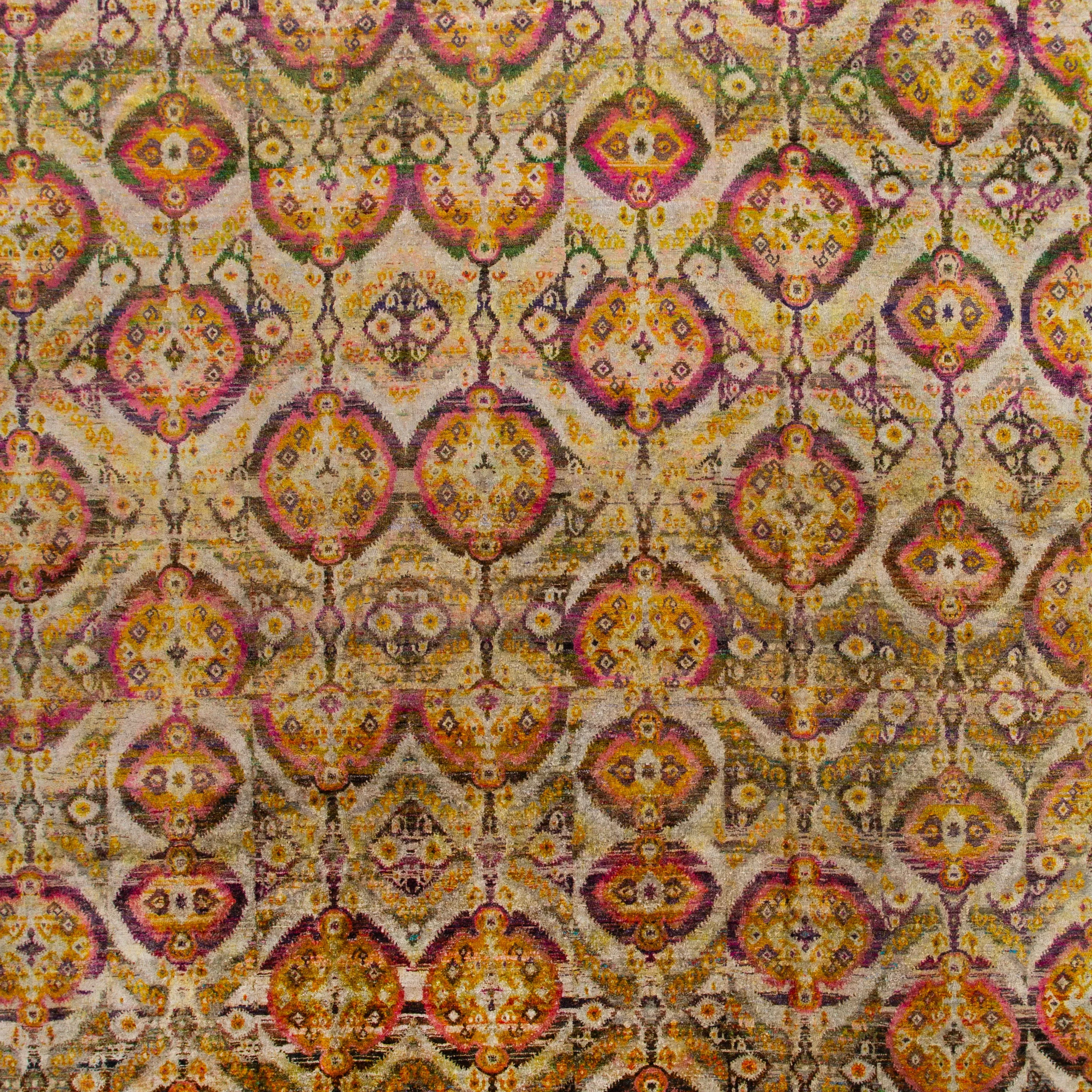 Orange Alchemy & Gold Transitional Wool Silk Blend Rug - 12'11" x 15'11"