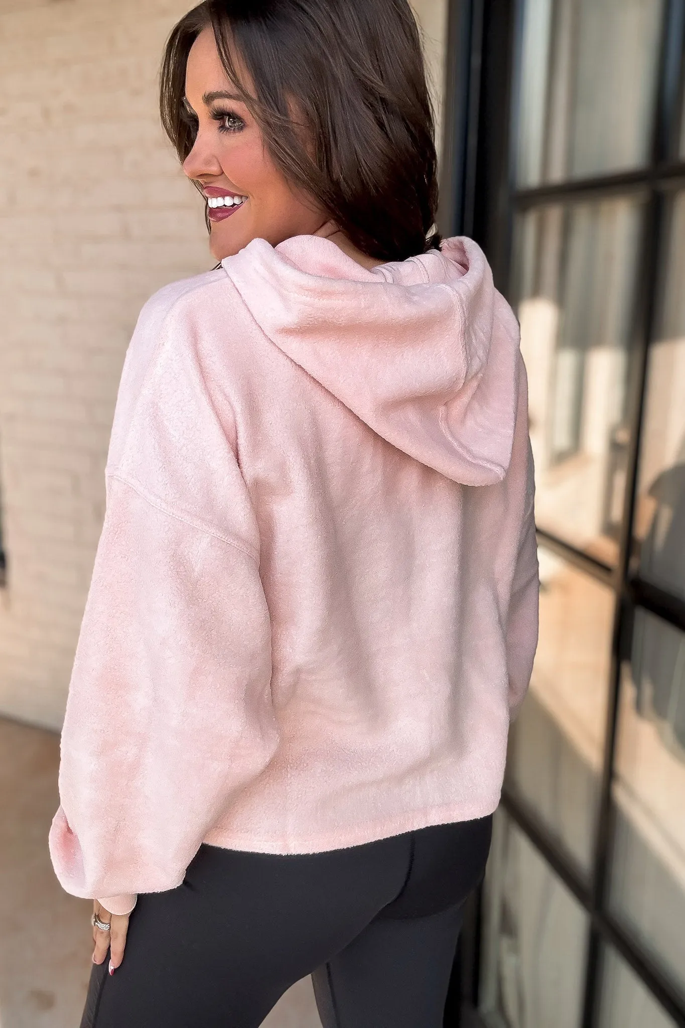 Oversized Balloon Pale Pink Sleeve Hoodie