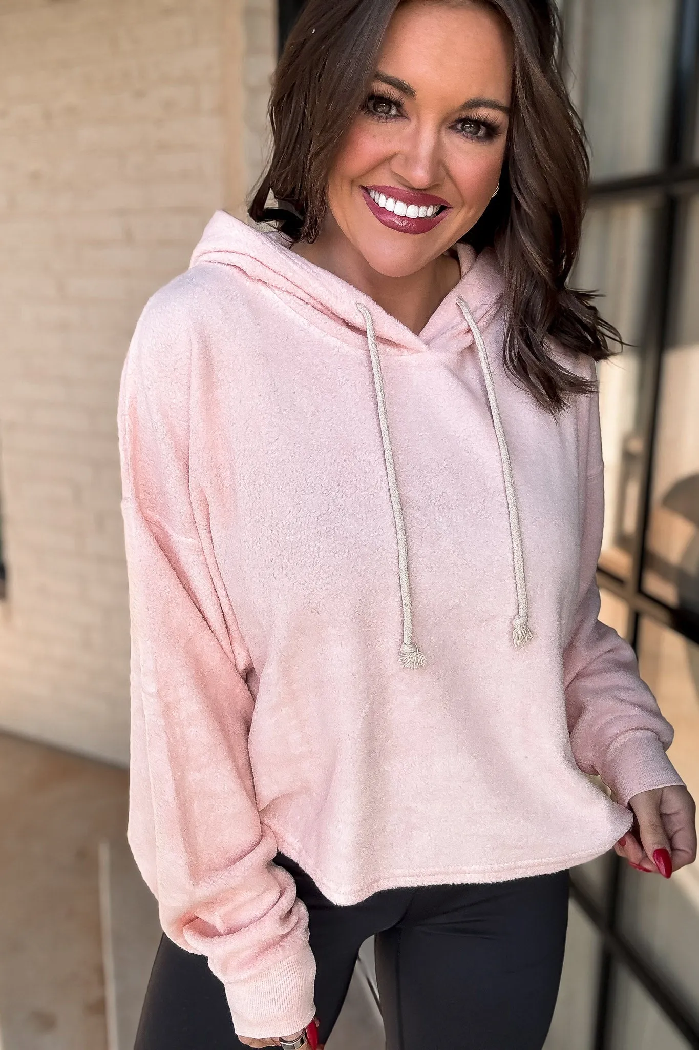 Oversized Balloon Pale Pink Sleeve Hoodie
