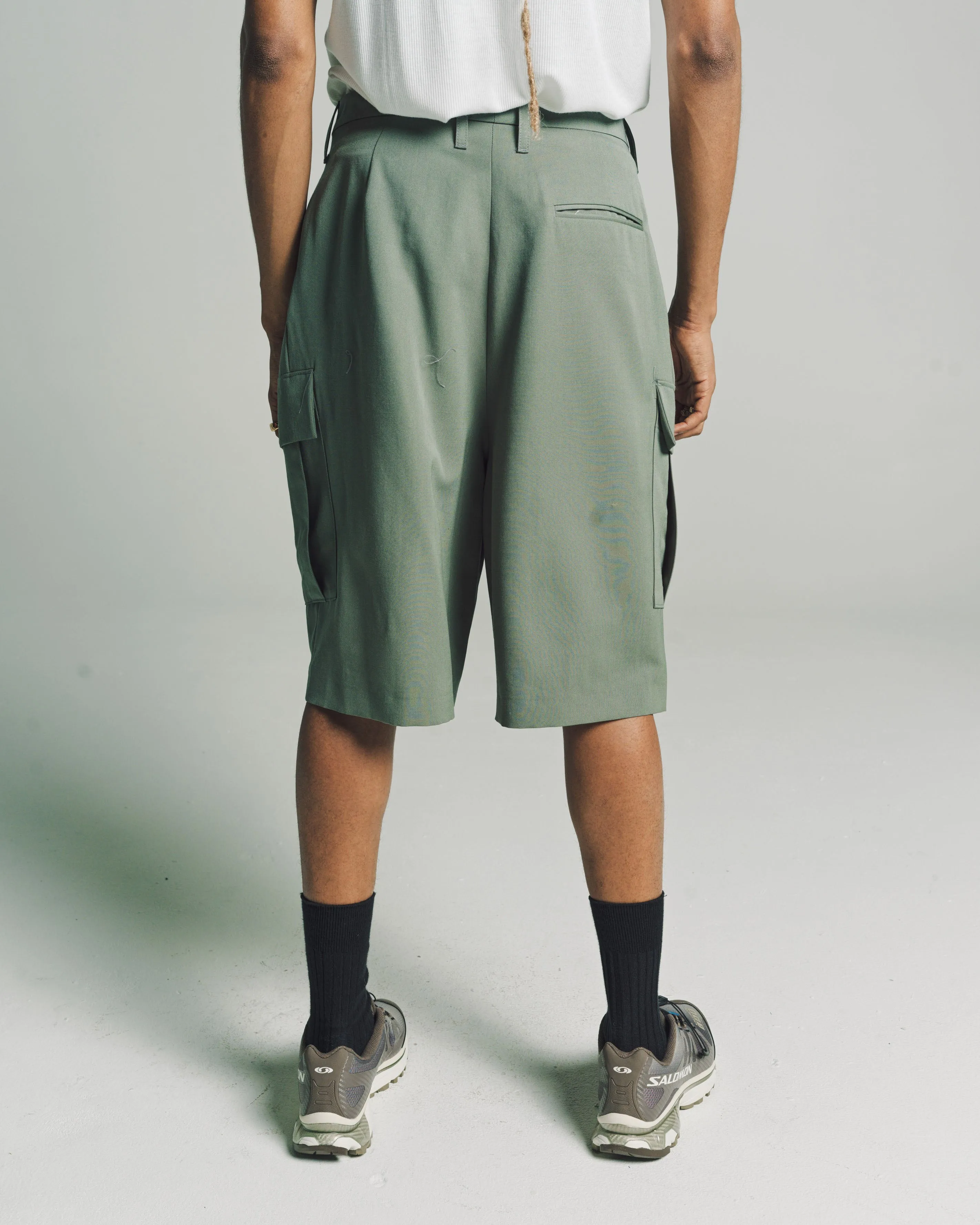 Petrol Wool Cargo Suit Shorts
