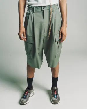 Petrol Wool Cargo Suit Shorts