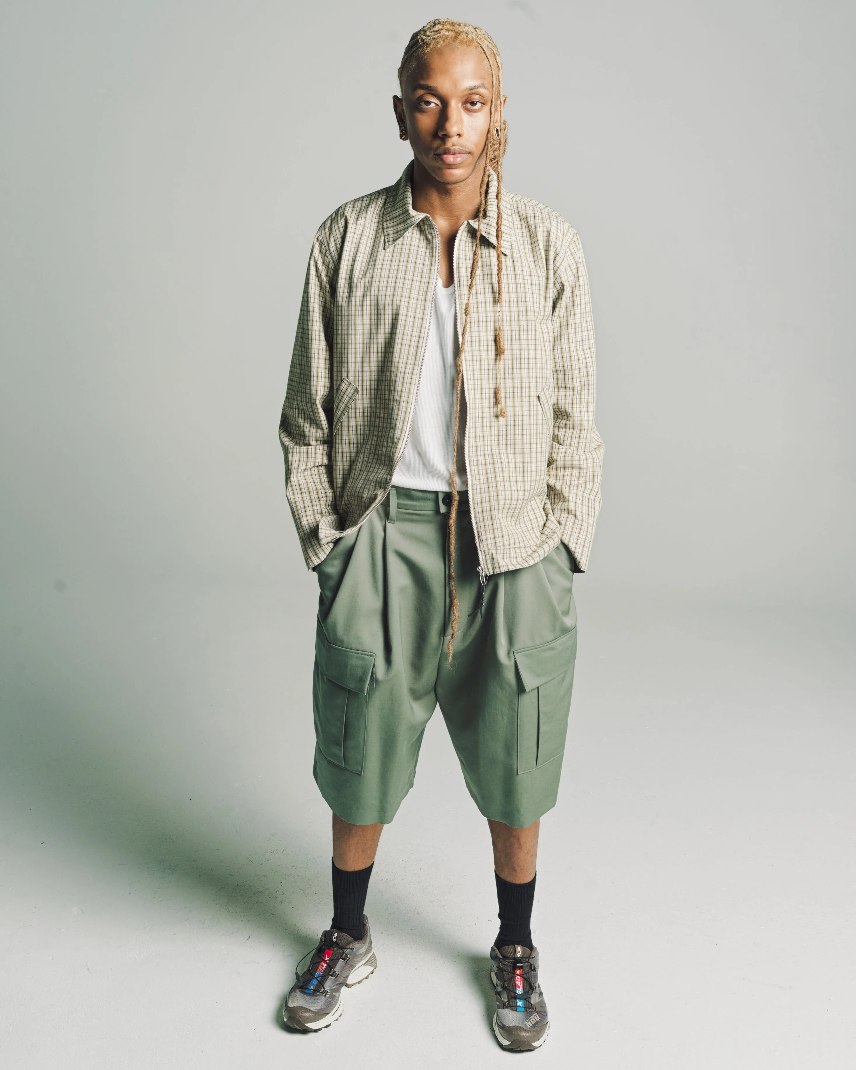 Petrol Wool Cargo Suit Shorts