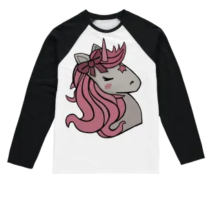 Pink Unicorn Sublimation Baseball Long Sleeve T-Shirt