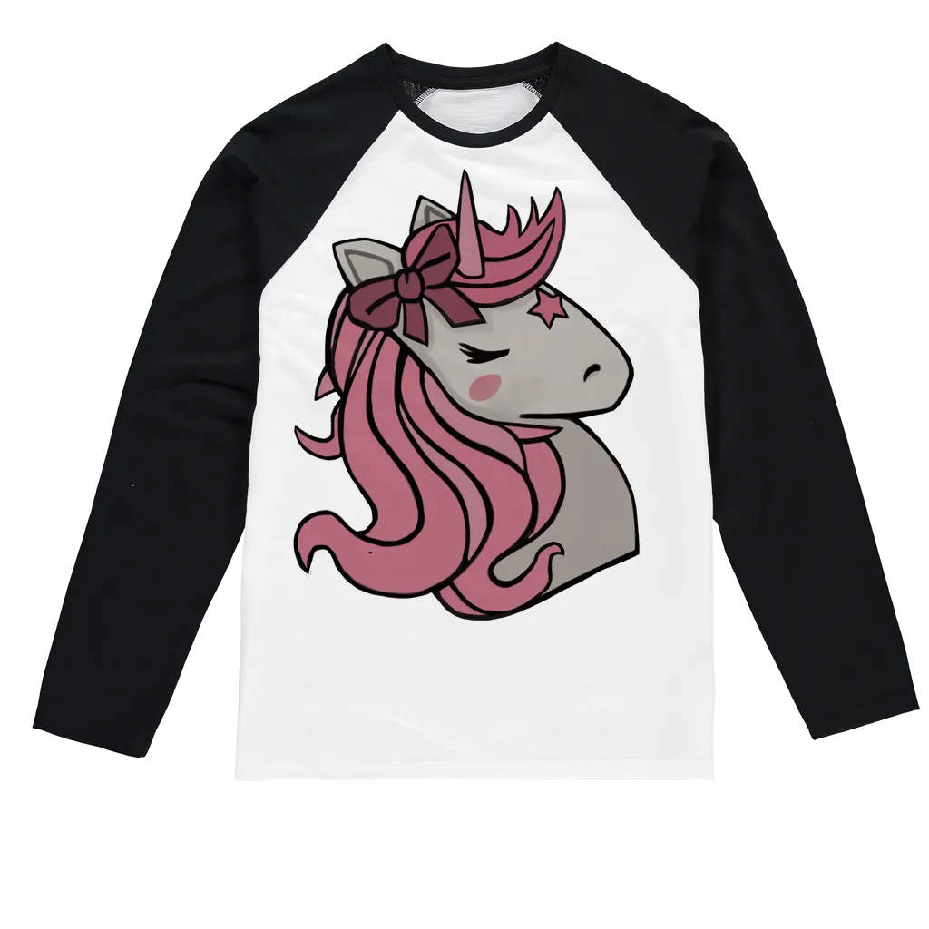 Pink Unicorn Sublimation Baseball Long Sleeve T-Shirt