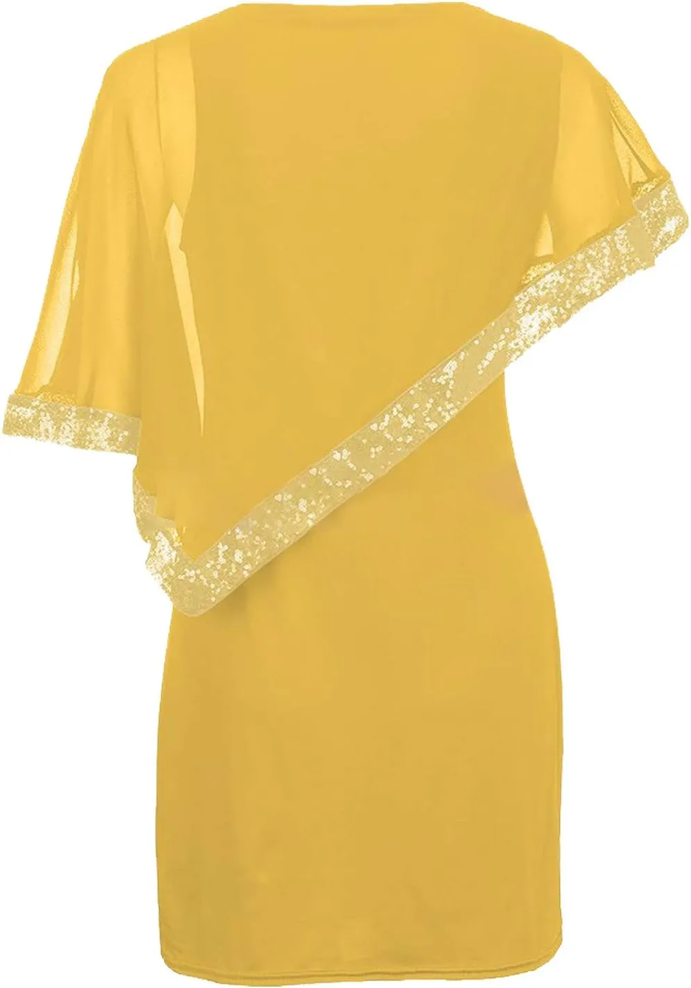 Plus Size Women Dresses Casual Chiffon Overlay Mini Dress Ladder Cut Sequins Evening Dress for Cocktail Party