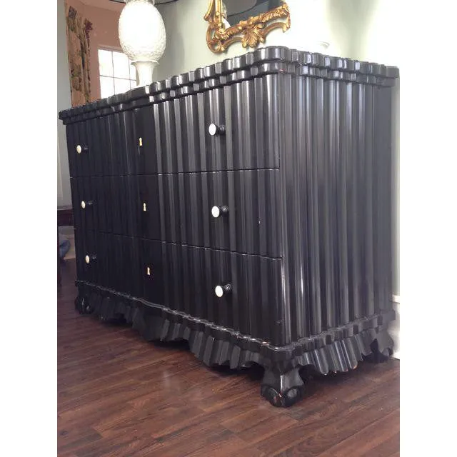 Portuguese Rococo Ebonized 3-Drawer Commode