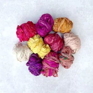 Recycled Sari Silk Ribbon - 10 Ball Selection Pack