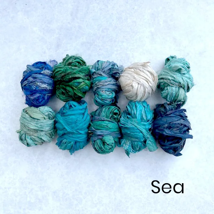 Recycled Sari Silk Ribbon - 10 Ball Selection Pack