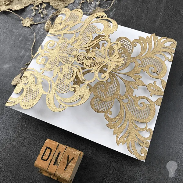 Rococo Glitter Wedding Invitation -  Gold