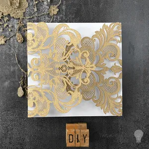 Rococo Glitter Wedding Invitation -  Gold