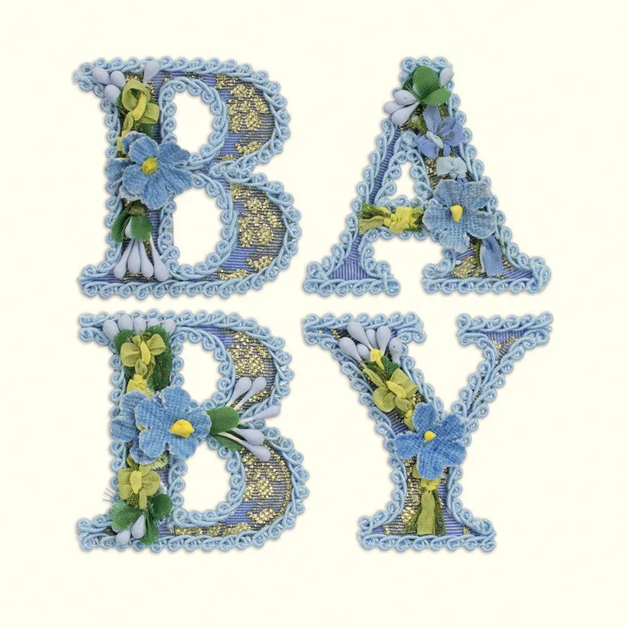 Rococo Ribbon "Baby Blue Letters" Greeting Card