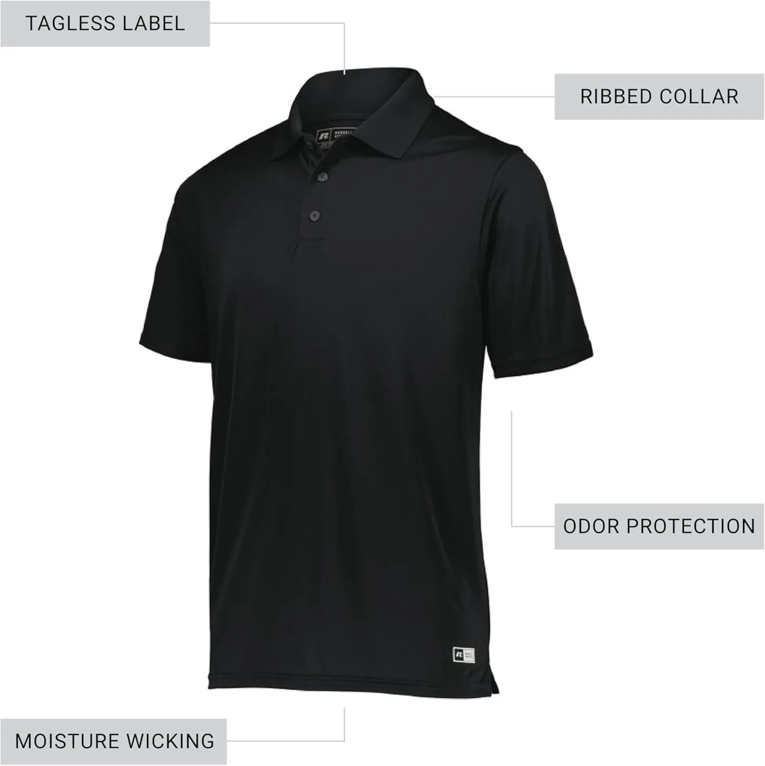 Russell Athletic Men's Power Performance Polo-Premium Dri-fit Shirt, Perfect for Golf, Tennis, and Athletic Activities