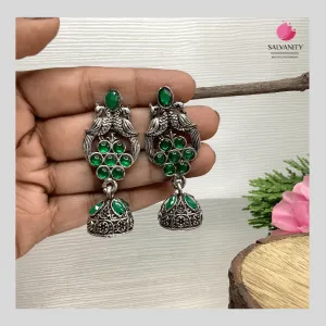 Salvanity German Silver Double Bird Jhumki Small