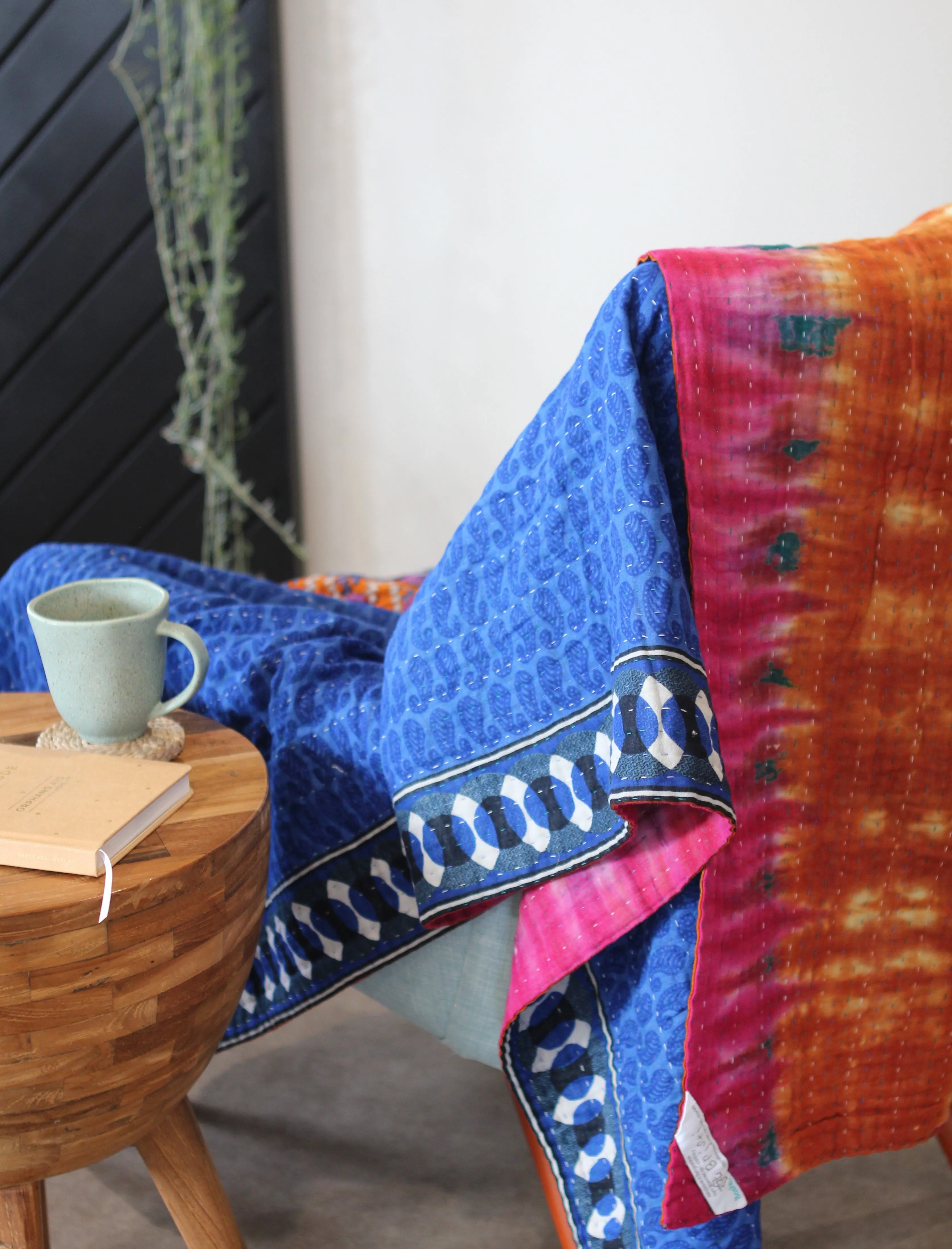 Sari Kantha Large Throw - Bright