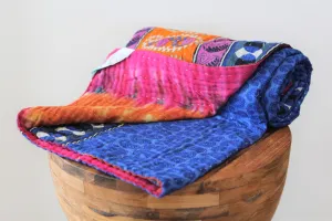 Sari Kantha Large Throw - Bright