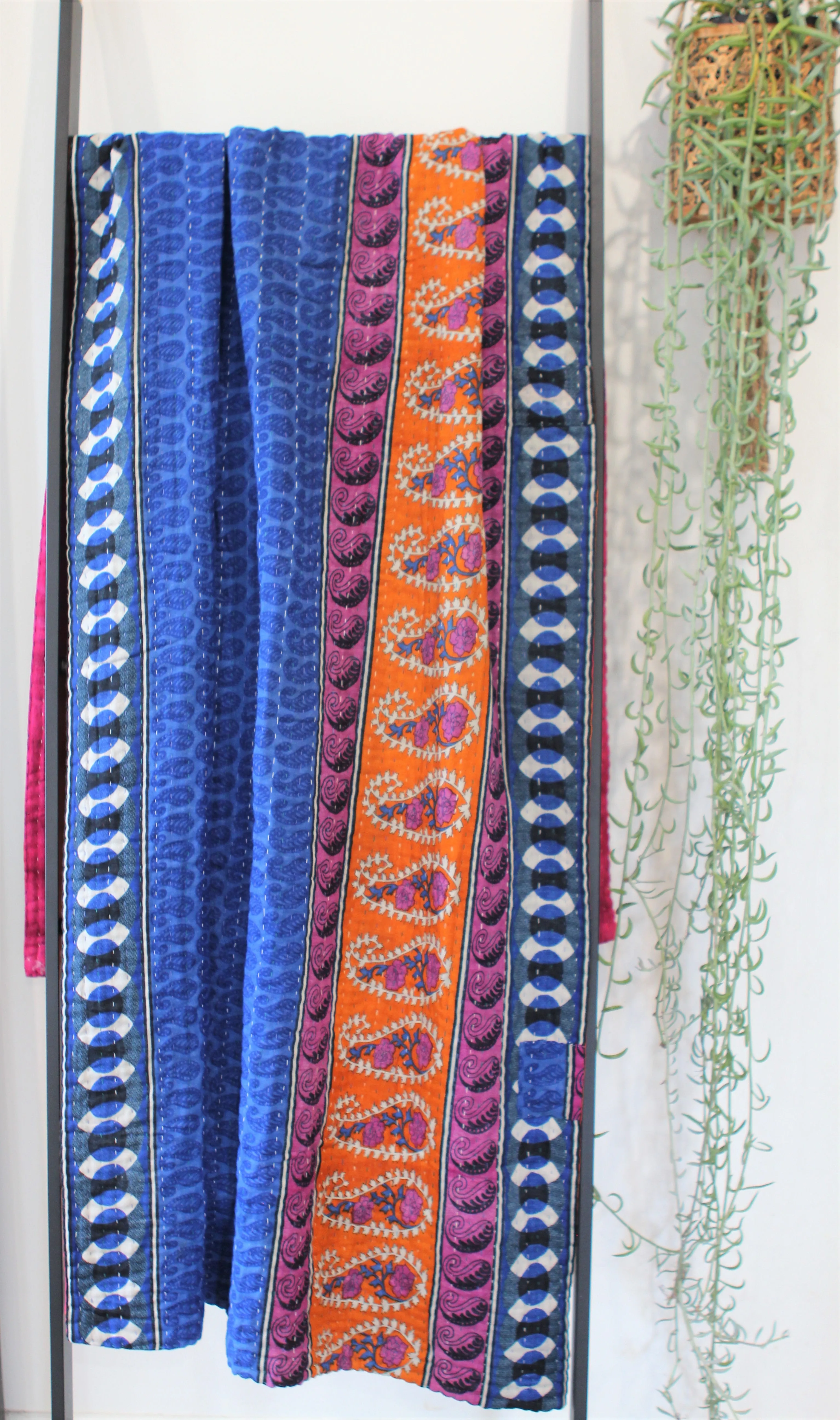 Sari Kantha Large Throw - Bright