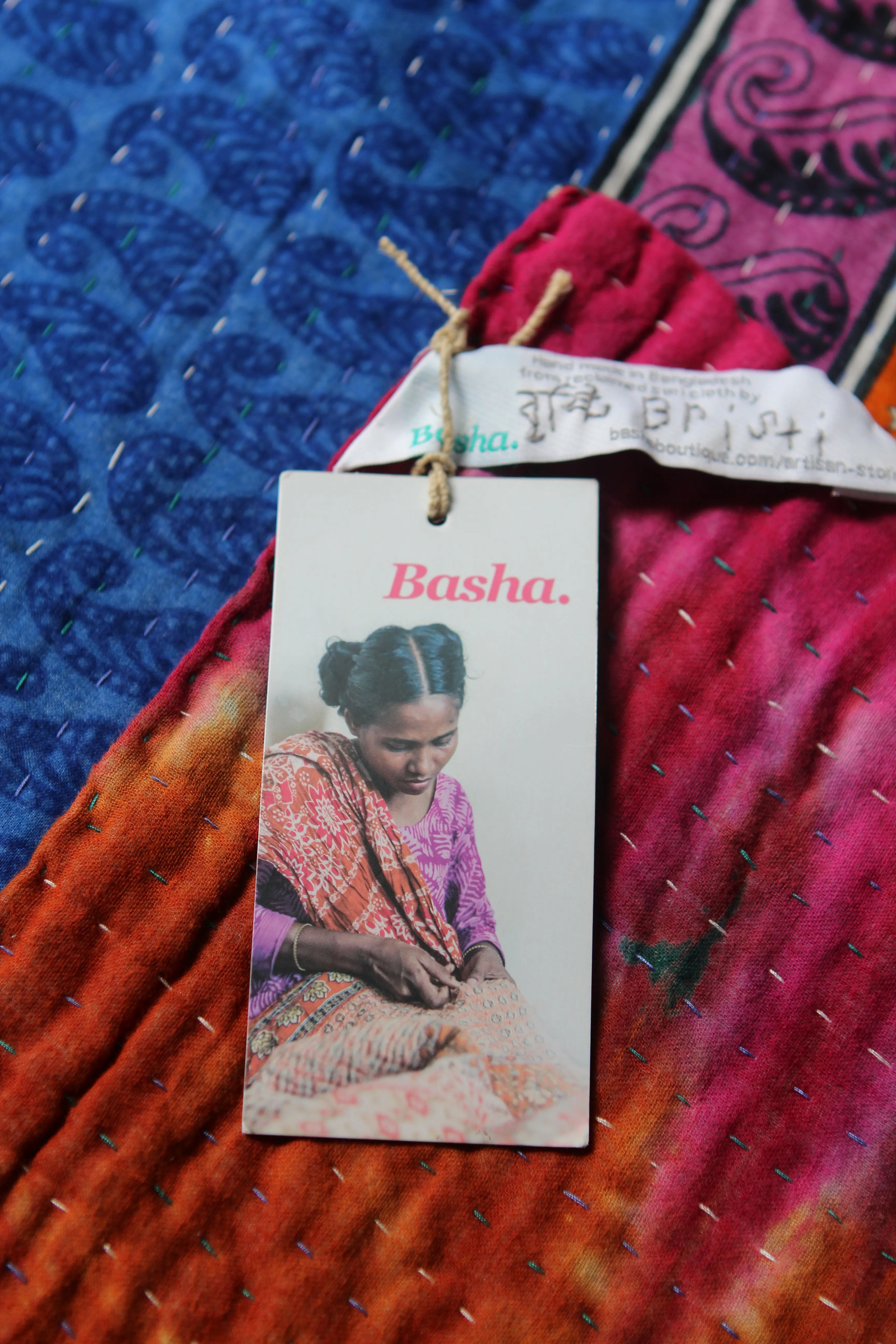 Sari Kantha Large Throw - Bright