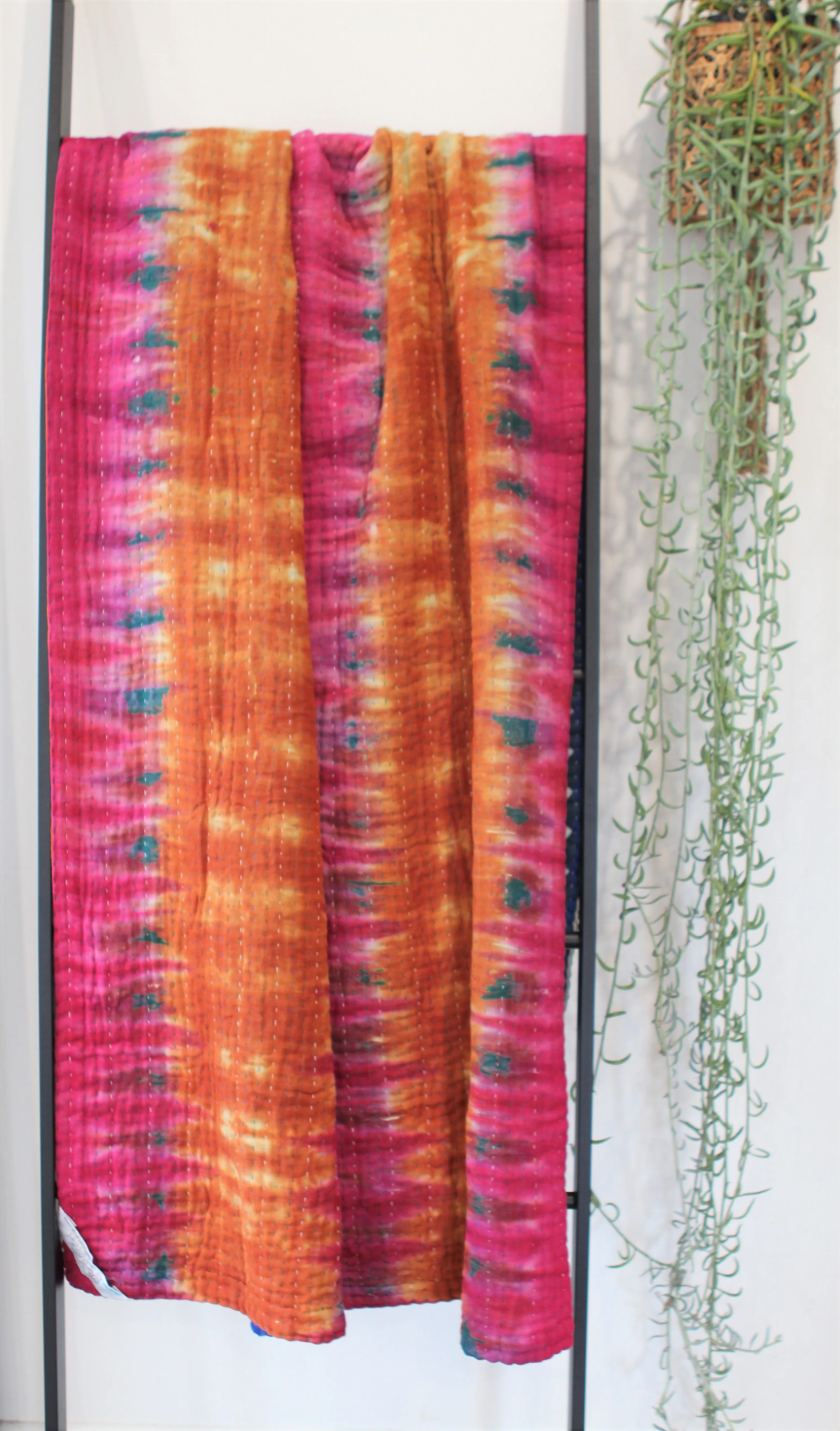 Sari Kantha Large Throw - Bright
