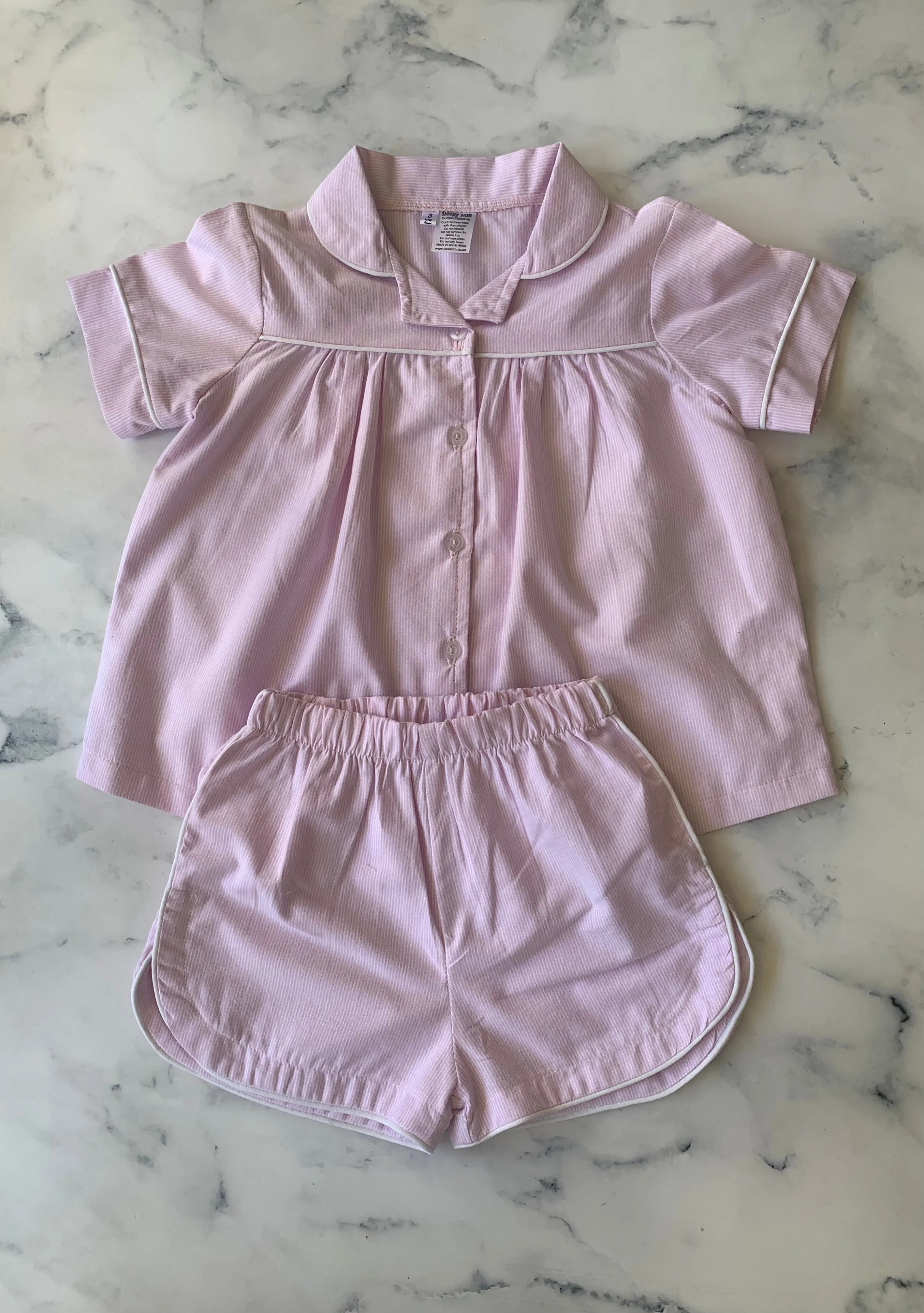 Soft pink striped Pajamas short sleeve