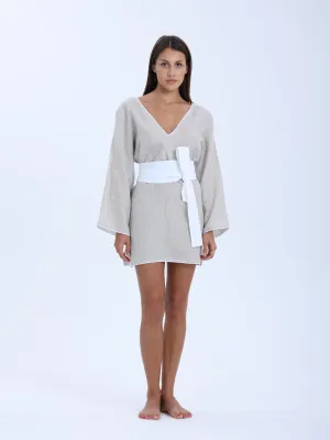 St. Tropez Long Sleeve Mini Dress - Beige