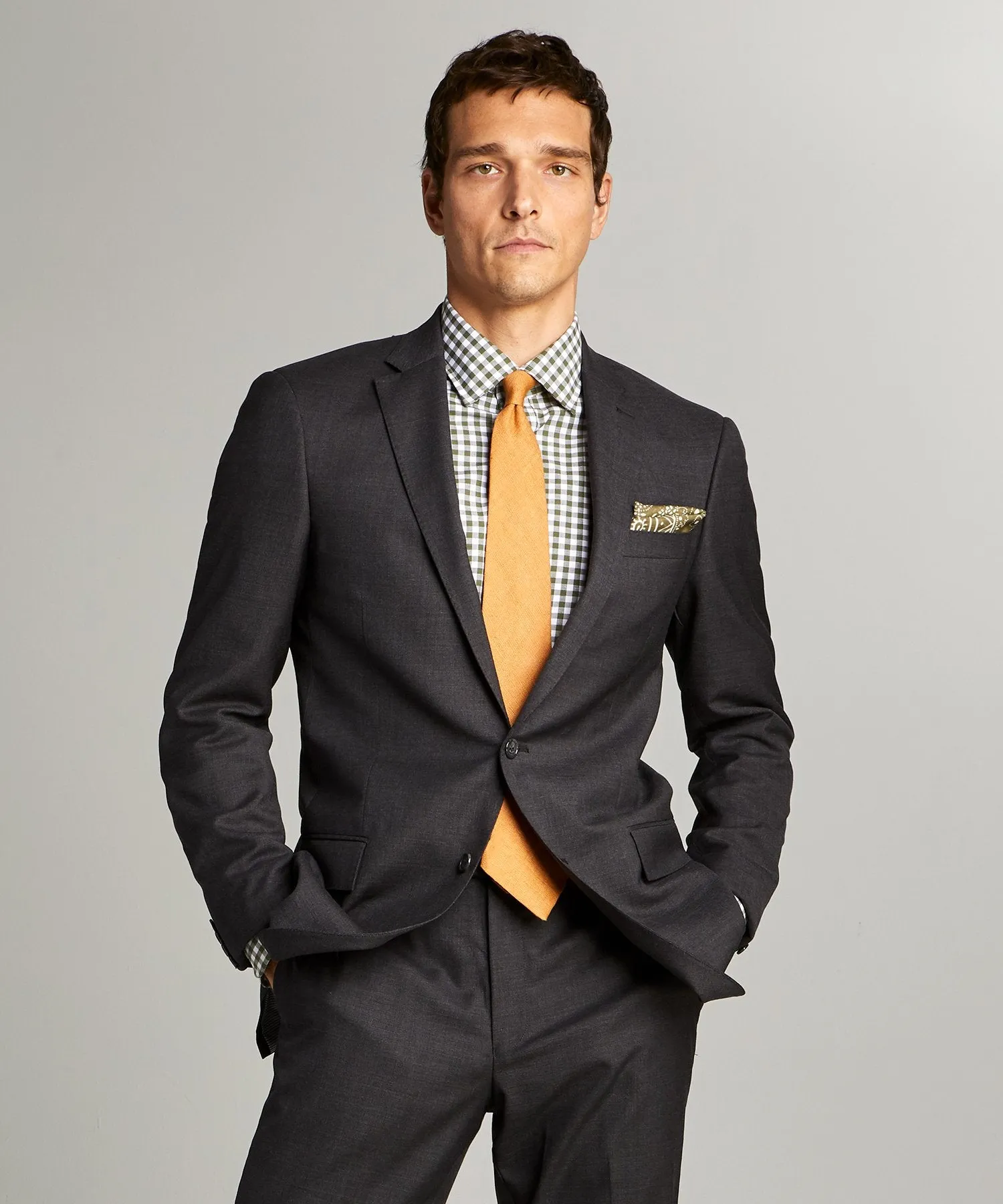 Sutton Stretch Tropical Wool Suit in Dark Charcoal