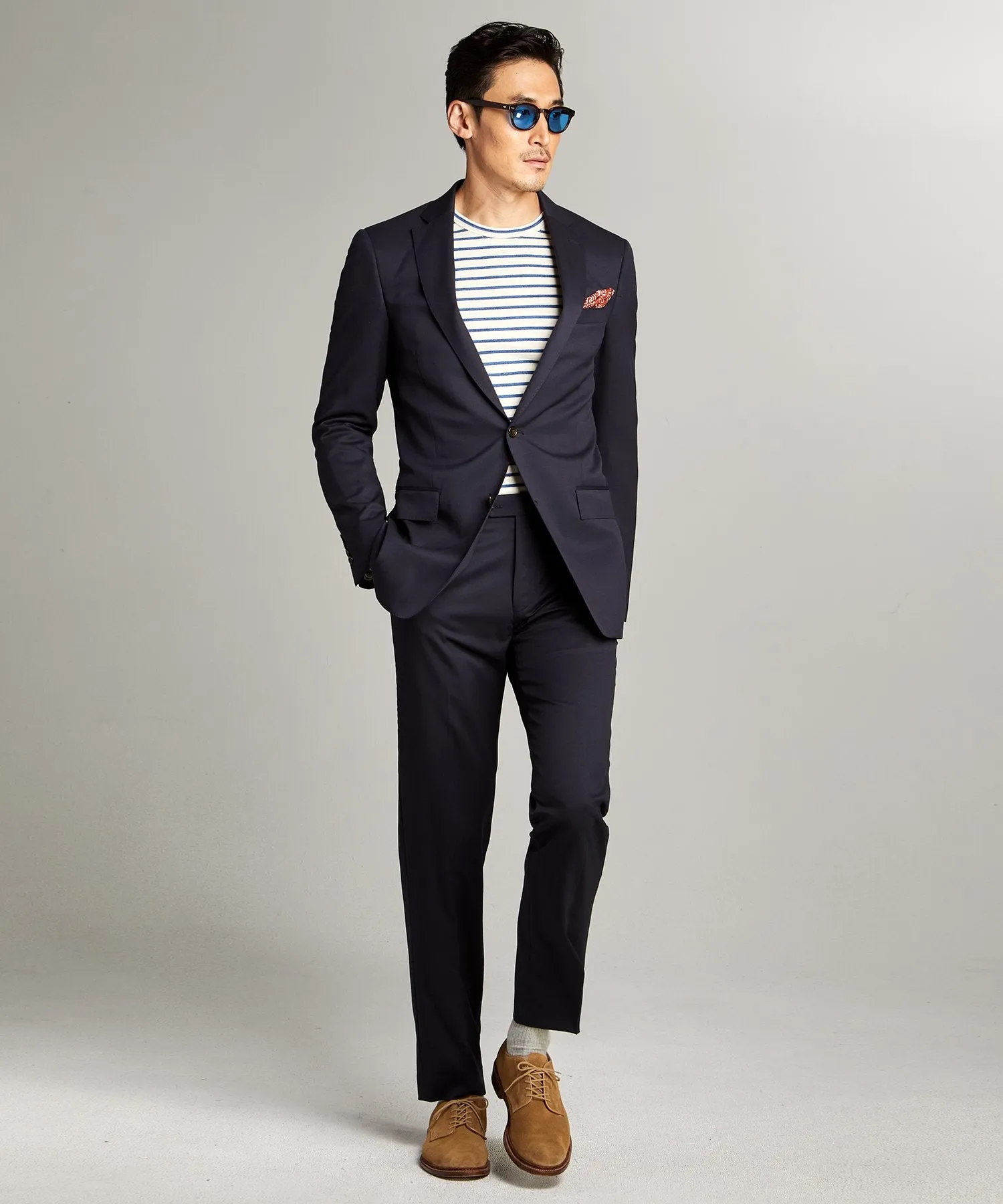 Sutton Stretch Tropical Wool Suit Trouser in Navy