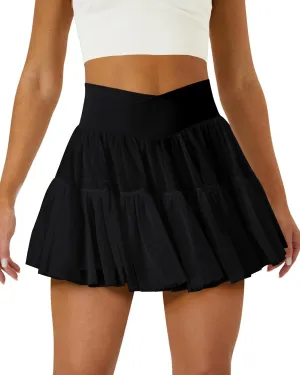Tennis Skirts for Women Golf Skirt with Shorts Underneath Crossover Athletic Pleated Tulle Skorts with Pockets