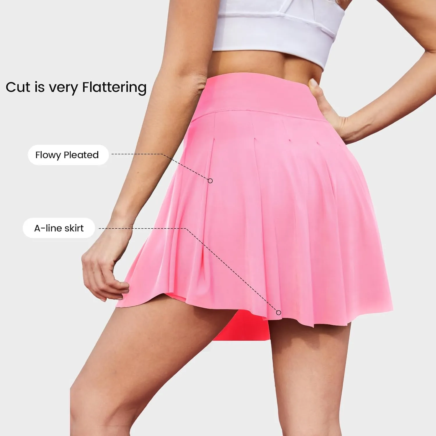 Tennis Skirts for Women with Shorts Pockets, High Waist Golf Skirt,Pleated Mini Skort Workout Casual