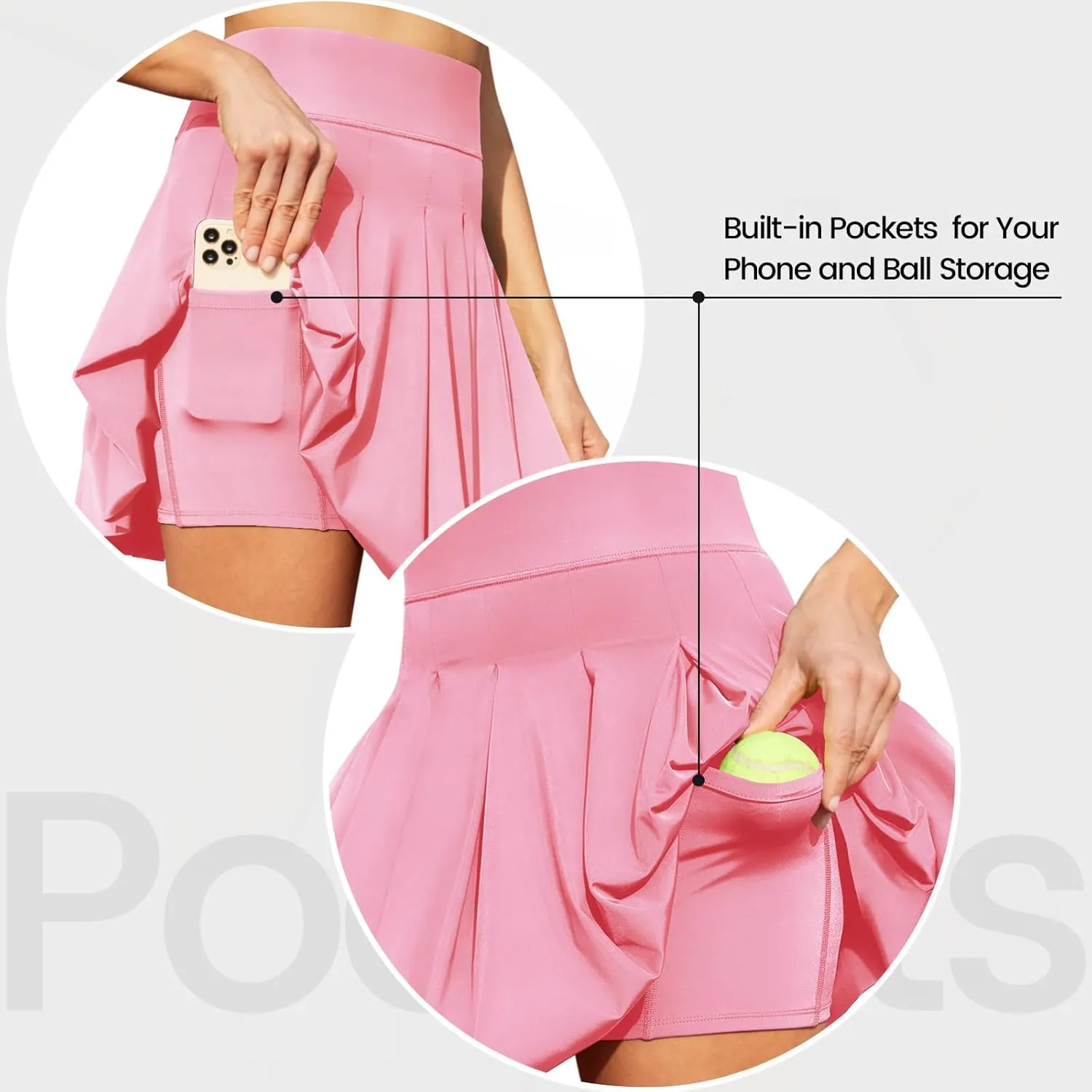 Tennis Skirts for Women with Shorts Pockets, High Waist Golf Skirt,Pleated Mini Skort Workout Casual
