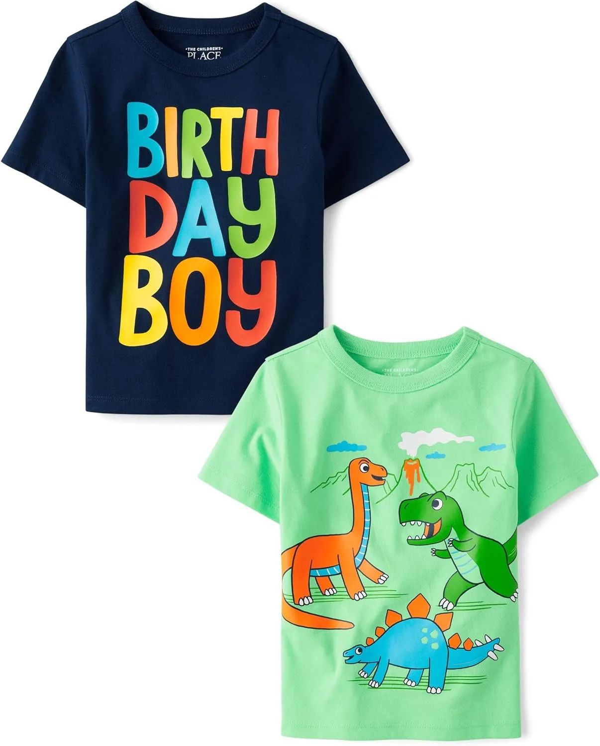 The Children's Place Baby and Toddler Boys' Dino Short Sleeve Graphic T-Shirts, Multipack