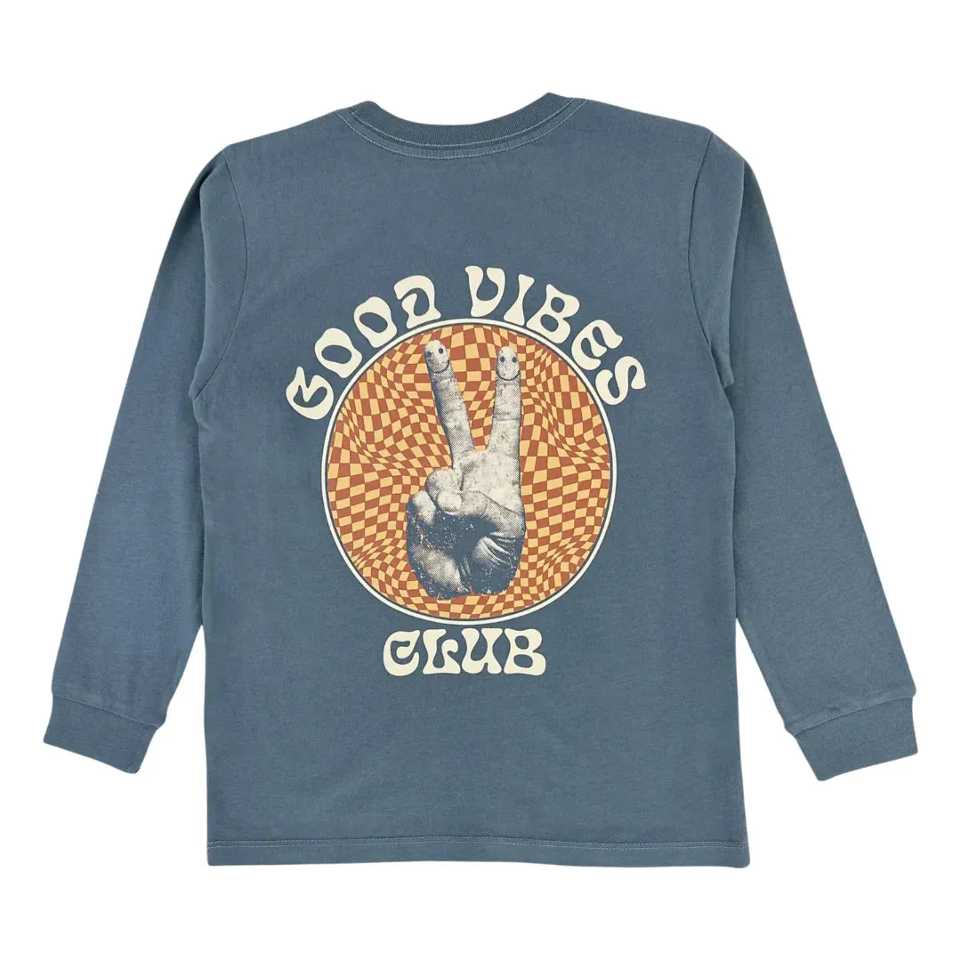 The Good Vibes Club Long Sleeve Tee - Navy - KIDS