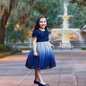 Veronica Ombré Gradient Dress - Sapphire Blue